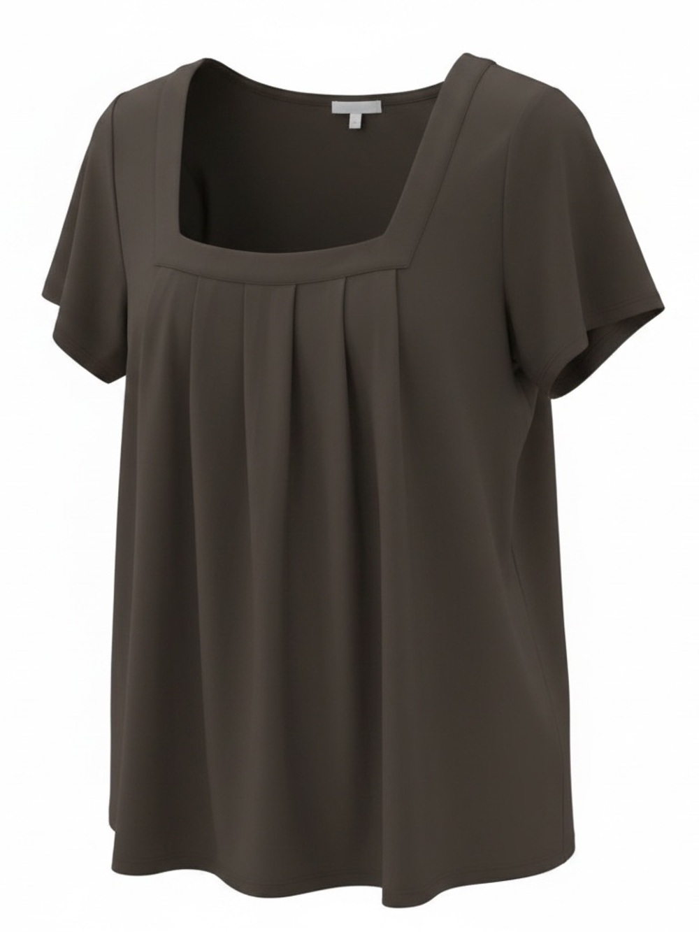 HALARA Brown Square-Neck Short Sleeve Blouse size XL